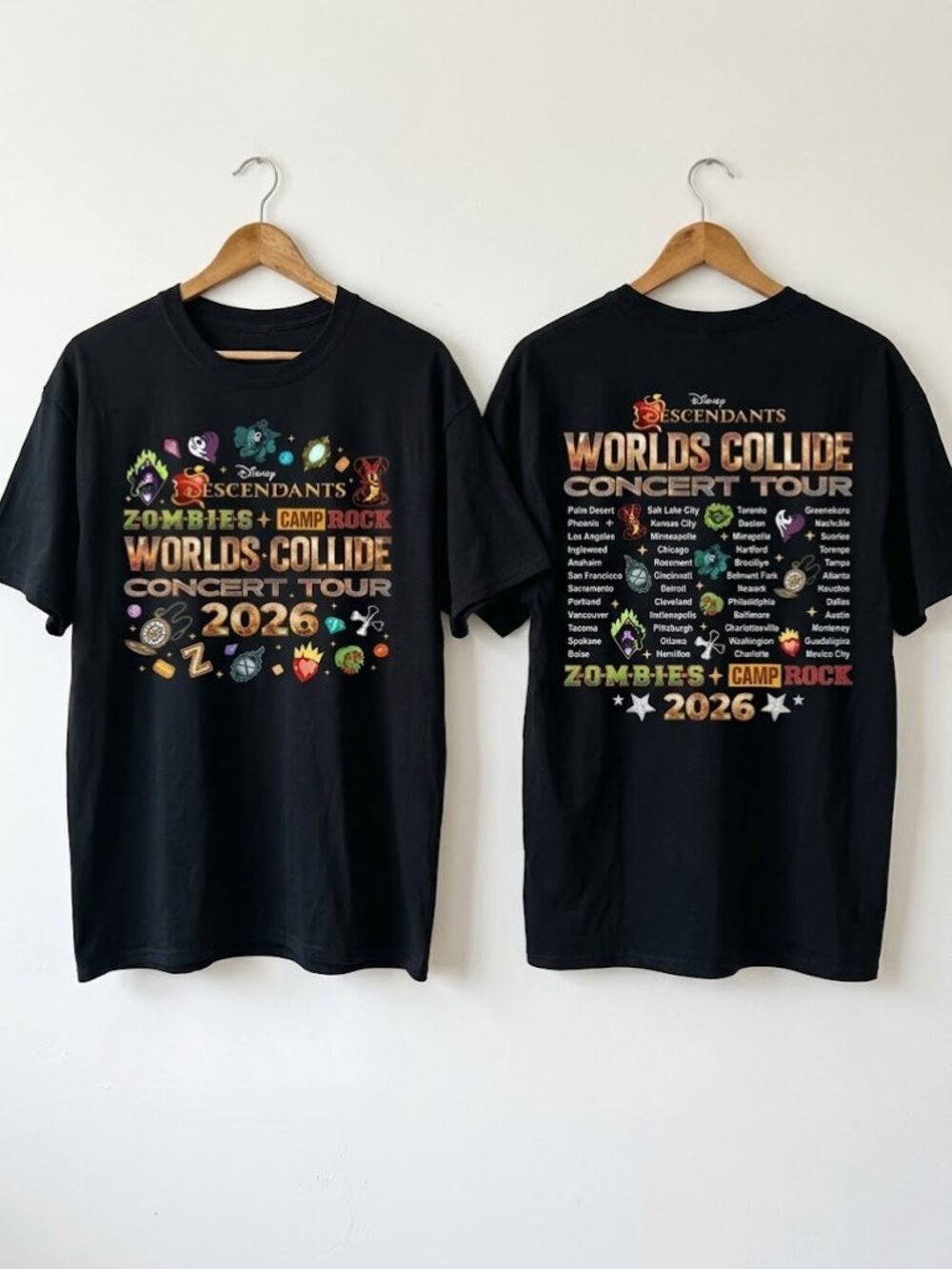Descendants Zombies Camp Rock Worlds Collide Tour 2026 T-shirt